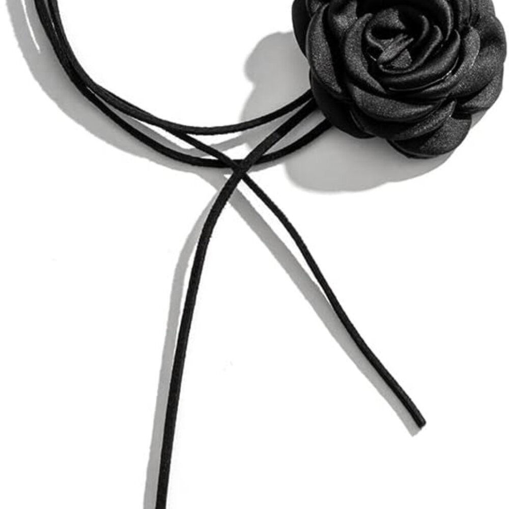 Artificial Flower Choker Necklace Long Wrap Suede Necklace Vintage Large Flower